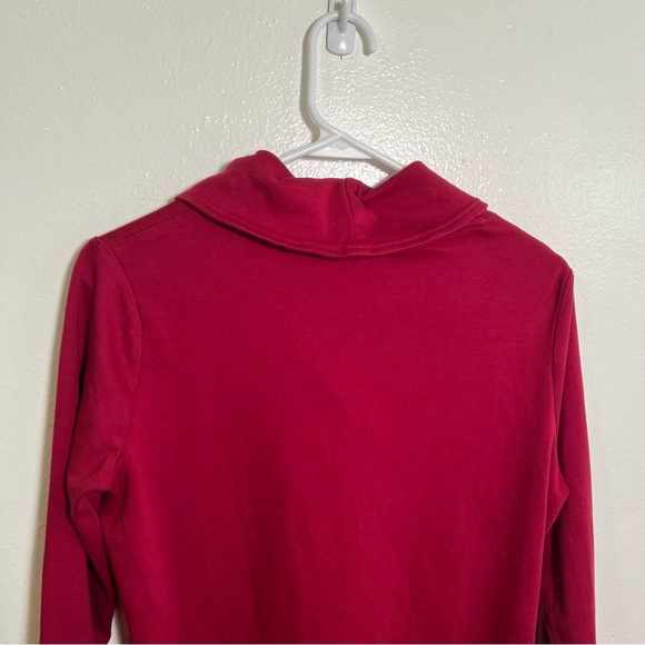 L.L. Bean Pullover Long-Sleeve Shawl Collar Top Dark Cranberry M - Picture 8 of 11